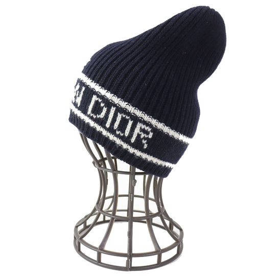 Christian Dior Knit cap 31NOE714IXGH Main: 70% wool, Main: 30% cashmere Navy white Women Used Authentic