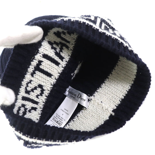 Christian Dior Knit cap 31NOE714IXGH Main: 70% wool, Main: 30% cashmere Navy white Women Used Authentic