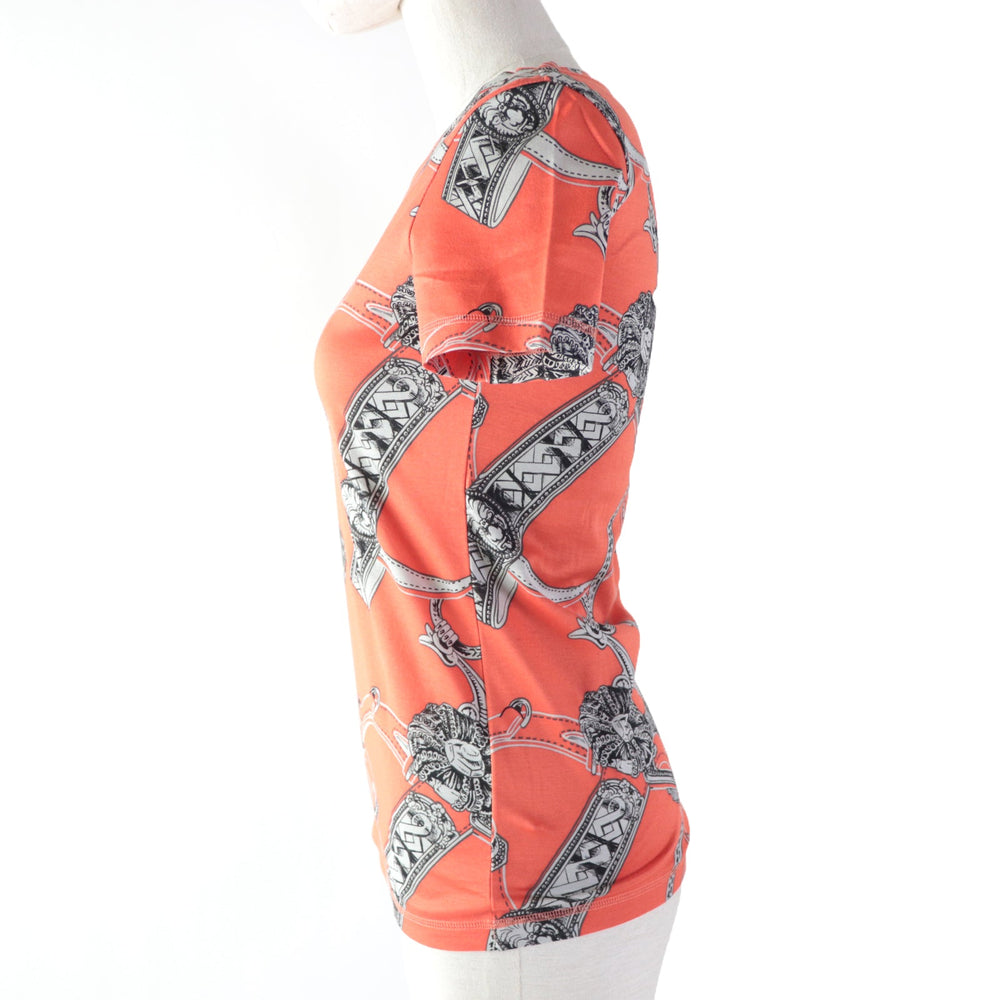 HERMES Short sleeve T-shirt Main: 100% cotton Orange type Women 34 Used Authentic