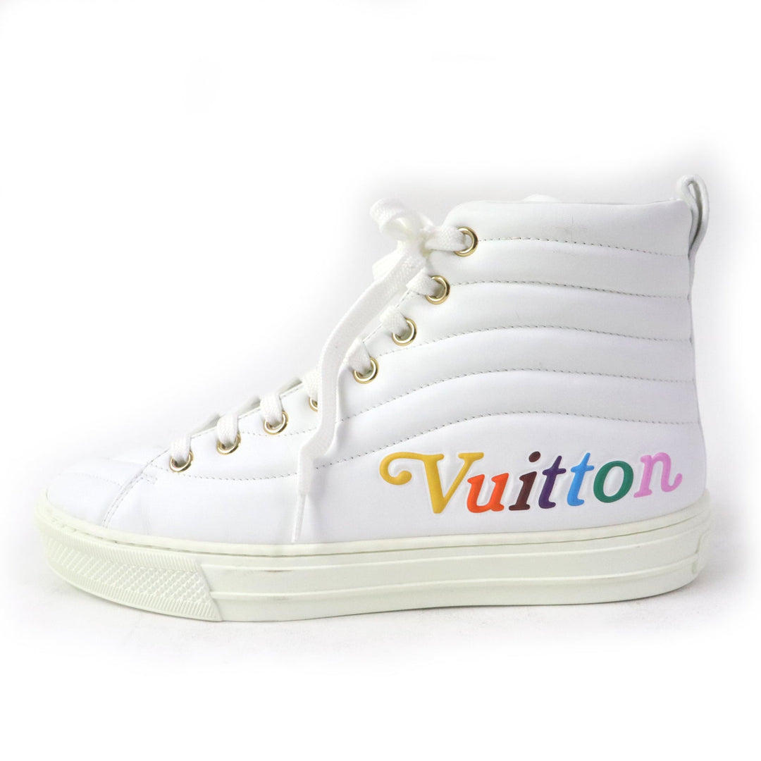 LOUIS VUITTON High cut sneakers Main: Leather white Stellar Line Women 36 Used Authentic