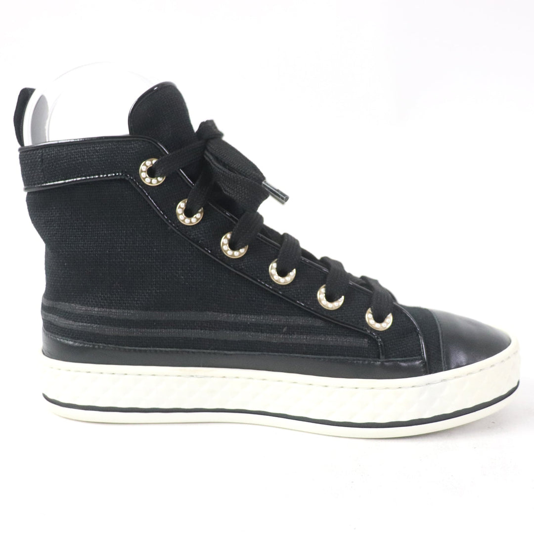 CHANEL High cut sneakers G34222 Main: Canvas black Women 35 Used Authentic