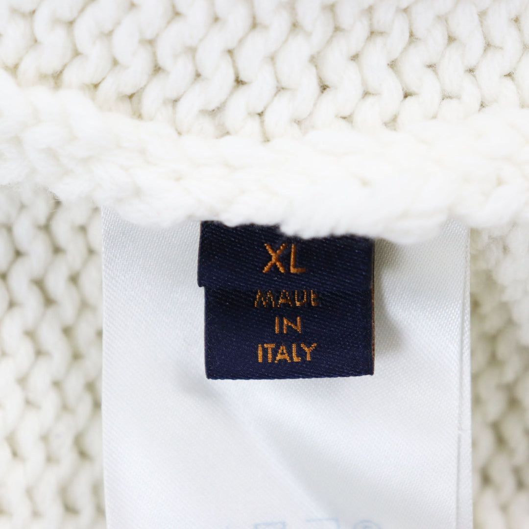 LOUIS VUITTON cardigan HHN15W Main: 100% wool off white Baseball zip-up knit long cardigan mens XL Used Authentic