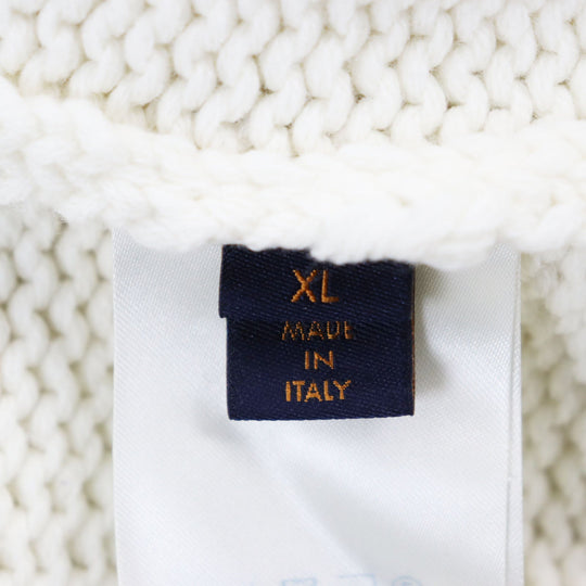 LOUIS VUITTON cardigan HHN15W Main: 100% wool off white Baseball zip-up knit long cardigan mens XL Used Authentic