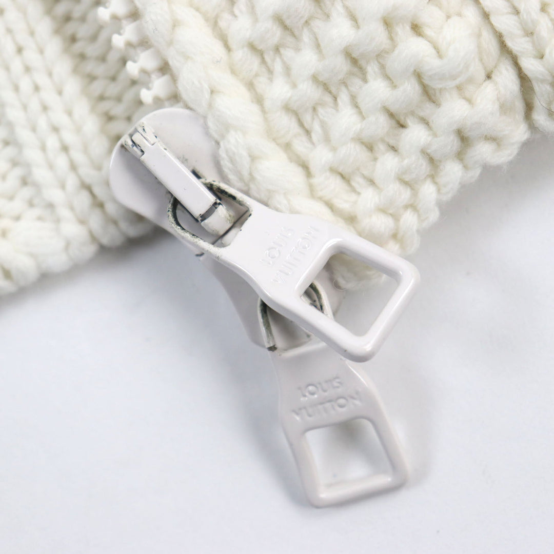 LOUIS VUITTON cardigan HHN15W Main: 100% wool off white Baseball zip-up knit long cardigan mens XL Used Authentic
