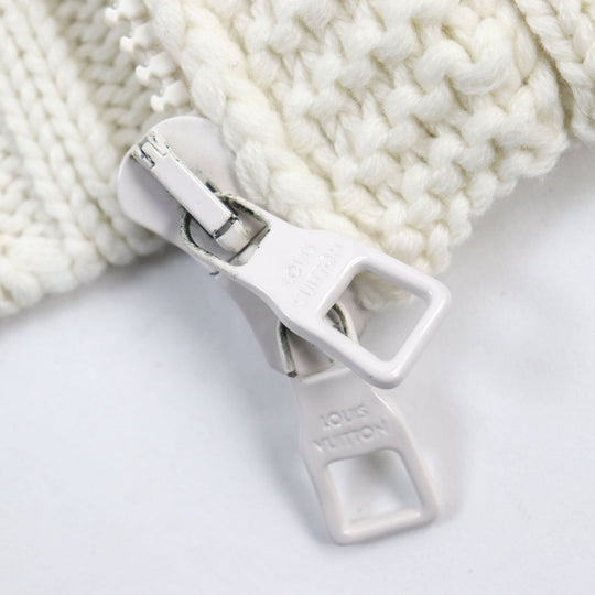 LOUIS VUITTON cardigan HHN15W Main: 100% wool off white Baseball zip-up knit long cardigan mens XL Used Authentic