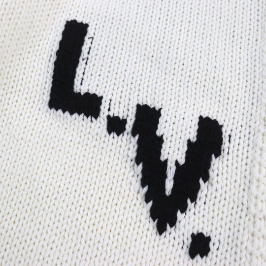 LOUIS VUITTON cardigan HHN15W Main: 100% wool off white Baseball zip-up knit long cardigan mens XL Used Authentic