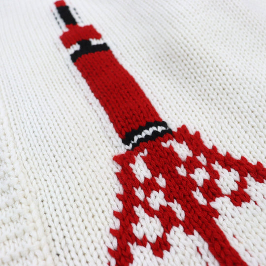 LOUIS VUITTON cardigan HHN15W Main: 100% wool off white Baseball zip-up knit long cardigan mens XL Used Authentic