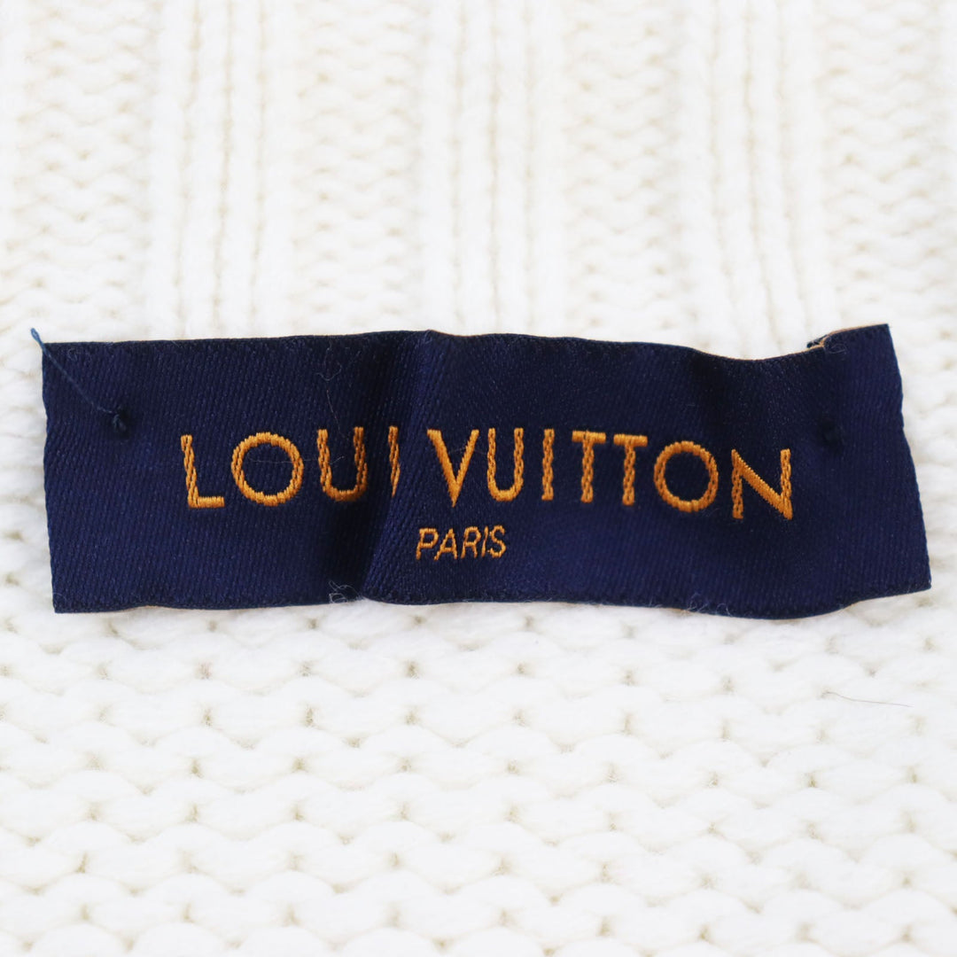 LOUIS VUITTON cardigan HHN15W Main: 100% wool off white Baseball zip-up knit long cardigan mens XL Used Authentic