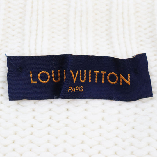 LOUIS VUITTON cardigan HHN15W Main: 100% wool off white Baseball zip-up knit long cardigan mens XL Used Authentic