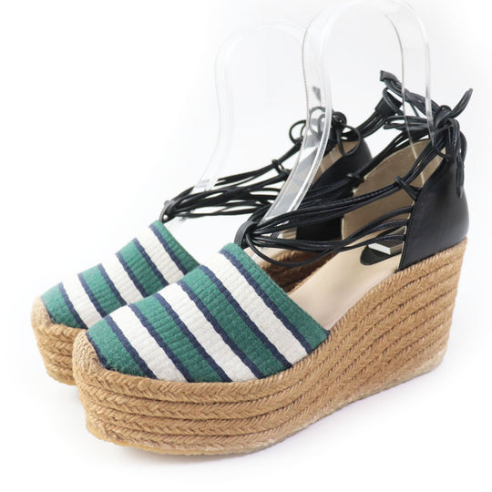 Chloe Sandals CH20352 fabric leather Green white Women 38 Used Authentic