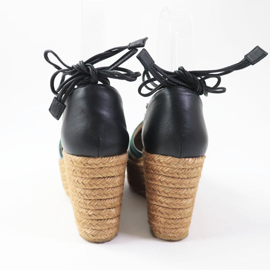 Chloe Sandals CH20352 fabric leather Green white Women 38 Used Authentic