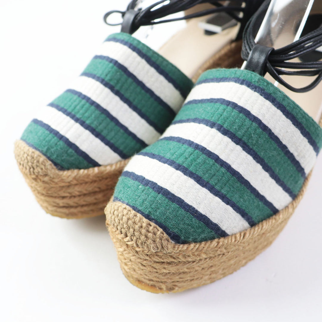 Chloe Sandals CH20352 fabric leather Green white Women 38 Used Authentic