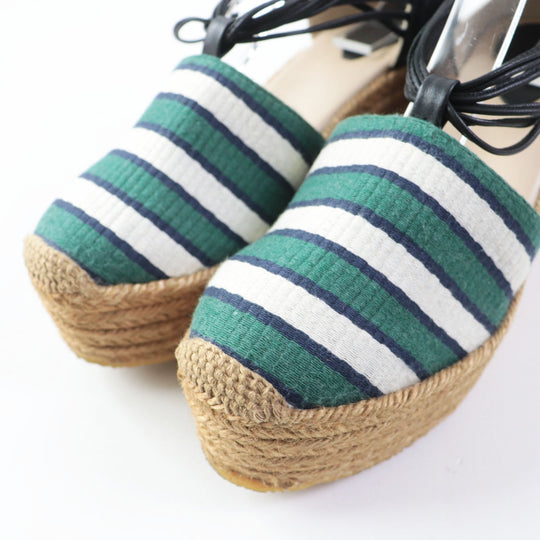 Chloe Sandals CH20352 fabric leather Green white Women 38 Used Authentic