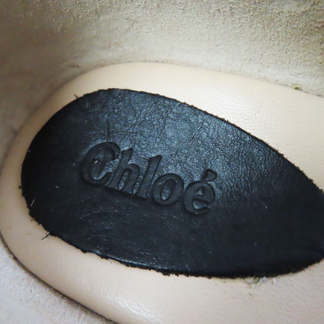 Chloe Sandals CH20352 fabric leather Green white Women 38 Used Authentic
