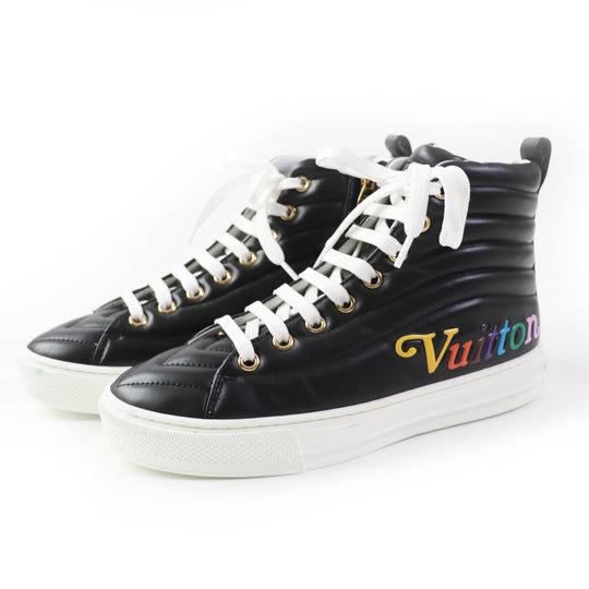LOUIS VUITTON High cut sneakers Main: Leather black multi Stellar line Women 34 Used Authentic