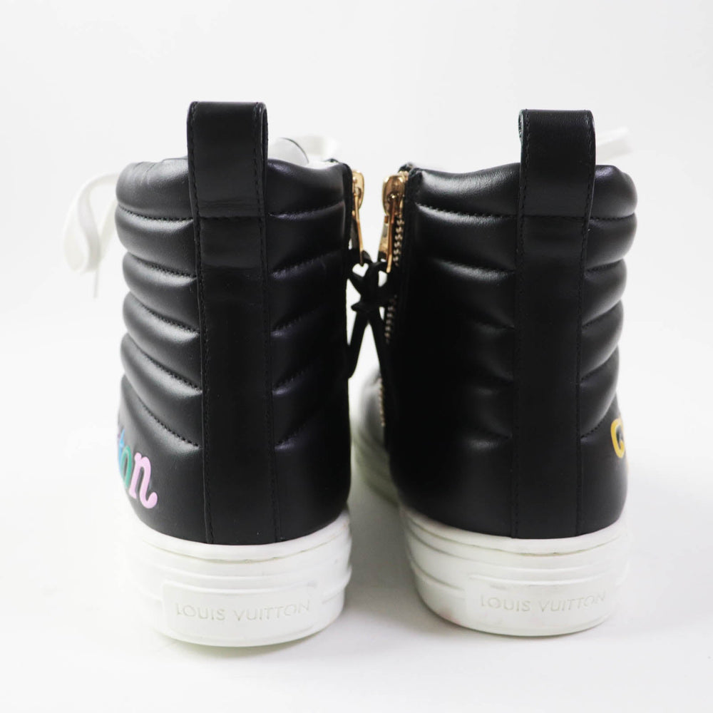 LOUIS VUITTON High cut sneakers Main: Leather black multi Stellar line Women 34 Used Authentic