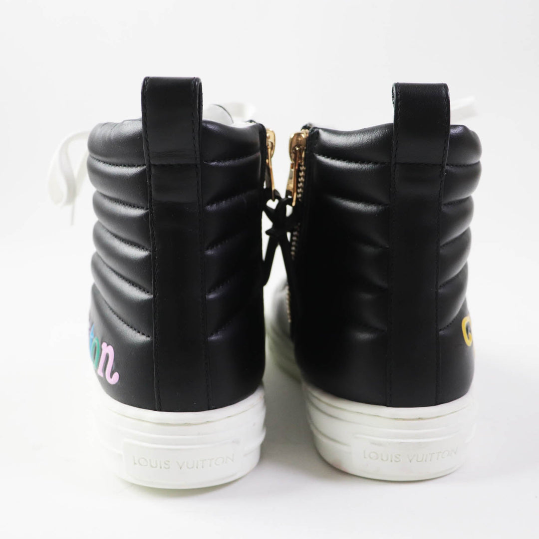 LOUIS VUITTON High cut sneakers Main: Leather black multi Stellar line Women 34 Used Authentic
