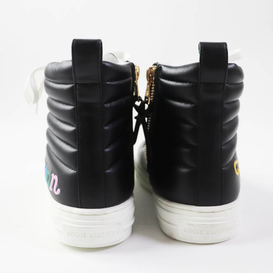 LOUIS VUITTON High cut sneakers Main: Leather black multi Stellar line Women 34 Used Authentic