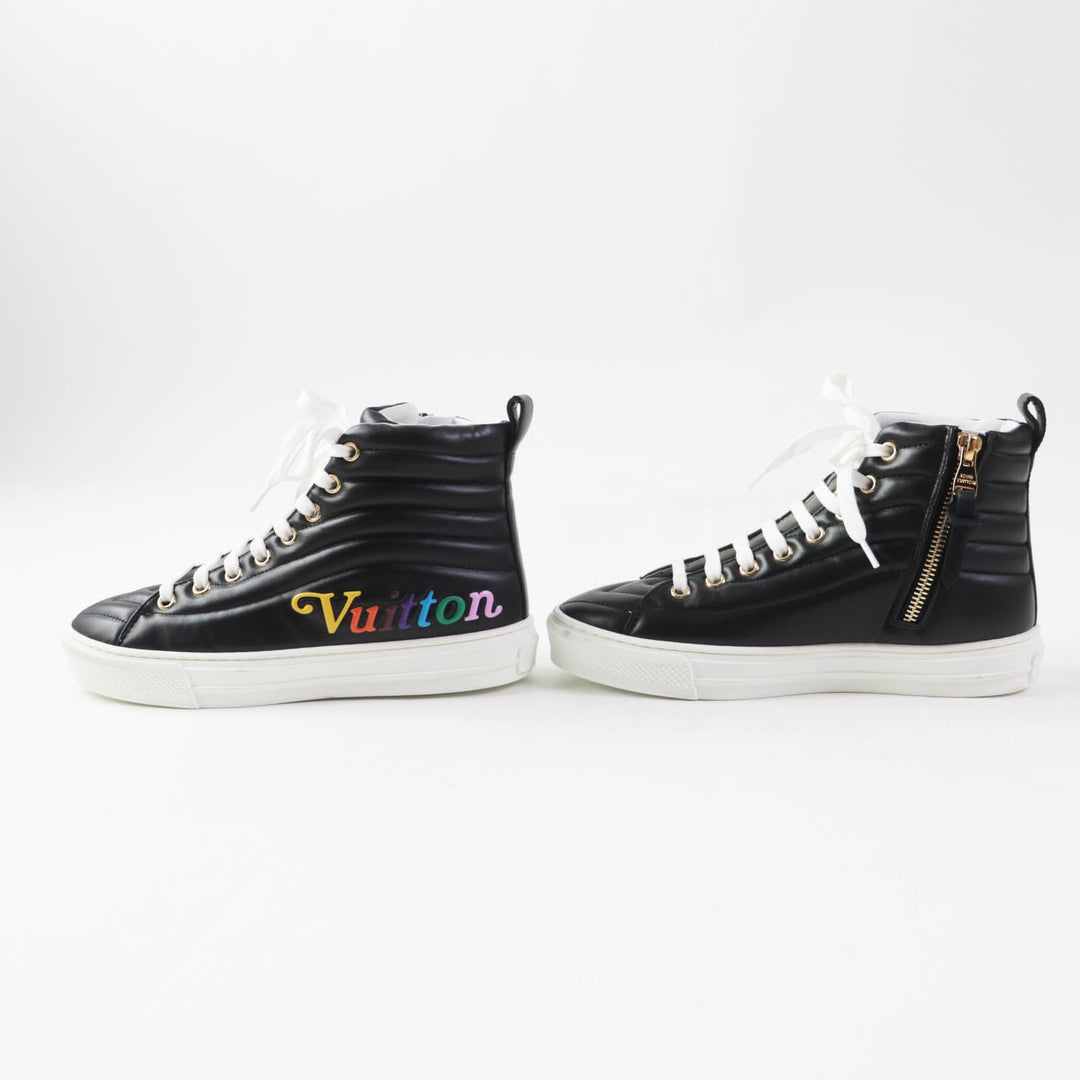 LOUIS VUITTON High cut sneakers Main: Leather black multi Stellar line Women 34 Used Authentic