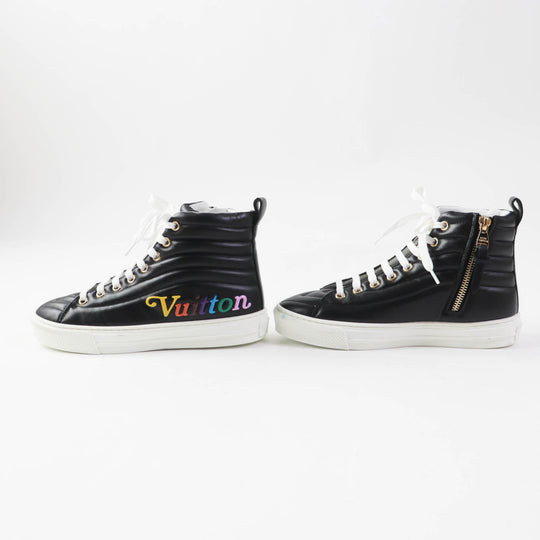 LOUIS VUITTON High cut sneakers Main: Leather black multi Stellar line Women 34 Used Authentic