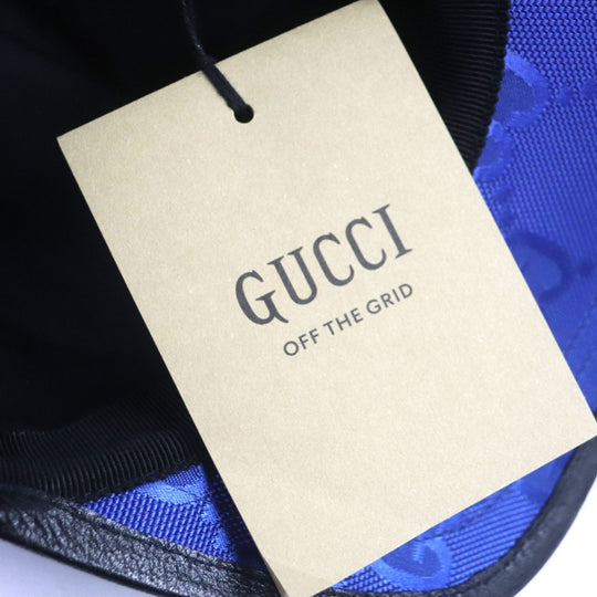 GUCCI cap 627114 Outer: 100% nylon, Lining: 100% cotton, Inner: 55% cotton, 45% rayon, Leather: Cowhide blue-black OFF THE GRID mens M Used Authentic
