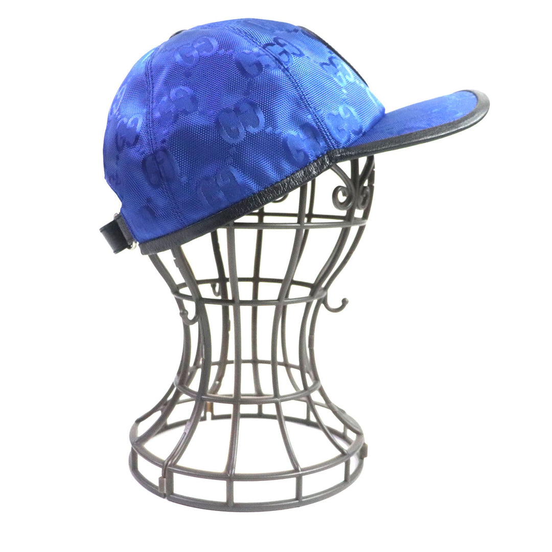 GUCCI cap 627114 Outer: 100% nylon, Lining: 100% cotton, Inner: 55% cotton, 45% rayon, Leather: Cowhide blue-black OFF THE GRID mens M Used Authentic