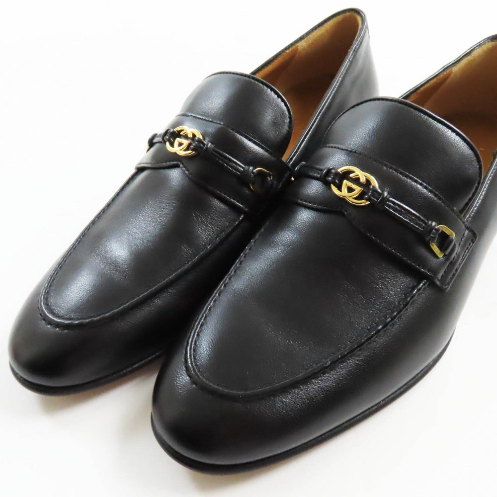 GUCCI loafers 740434 Main: Leather black Women 37 1/2 Used Authentic