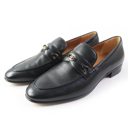 GUCCI loafers 740434 Main: Leather black Women 37 1/2 Used Authentic