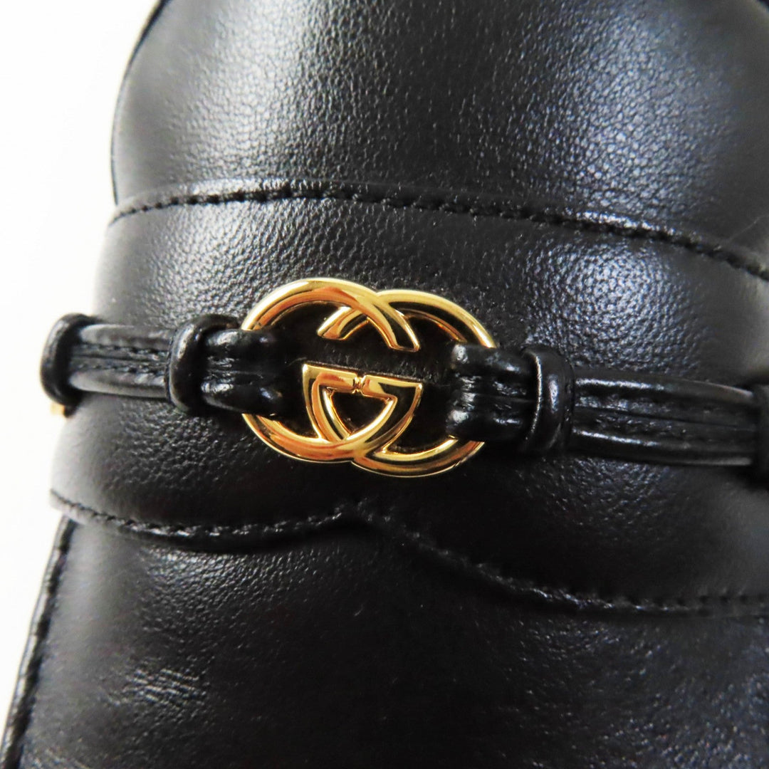 GUCCI loafers 740434 Main: Leather black Women 37 1/2 Used Authentic