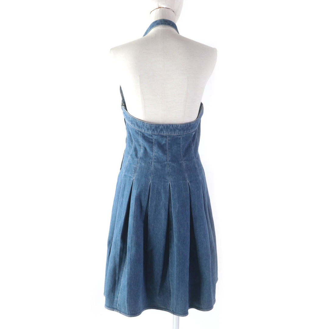 CHANEL one piece 07C P30000 Main: 98% cotton, Main: 2% polyurethane Indigo Women 40 Used Authentic