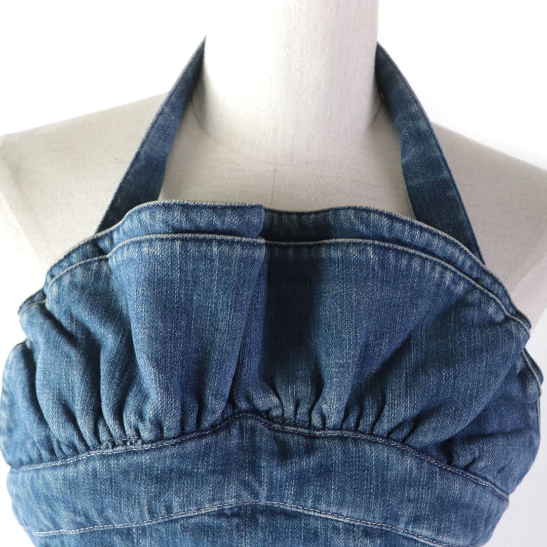CHANEL one piece 07C P30000 Main: 98% cotton, Main: 2% polyurethane Indigo Women 40 Used Authentic
