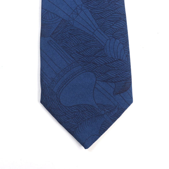HERMES tie Main: 100% silk blue mens Used Authentic