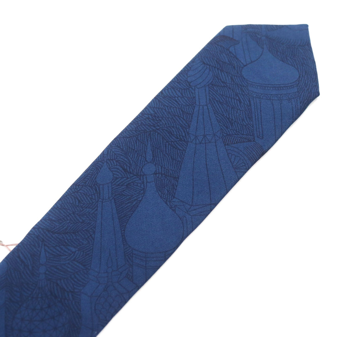 HERMES tie Main: 100% silk blue mens Used Authentic