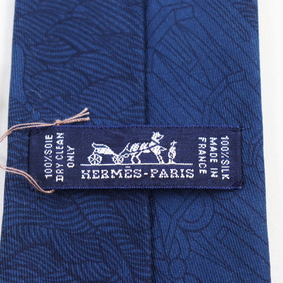 HERMES tie Main: 100% silk blue mens Used Authentic