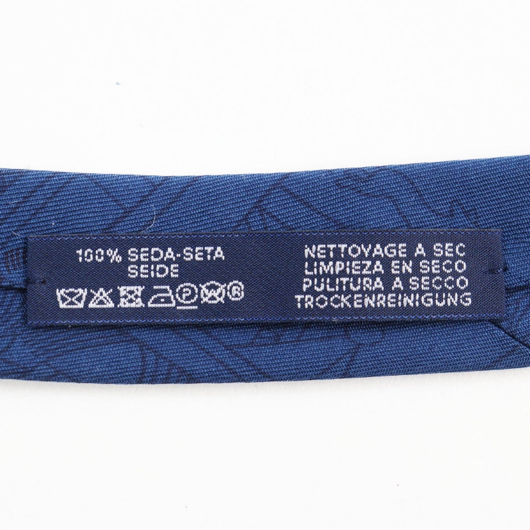 HERMES tie Main: 100% silk blue mens Used Authentic