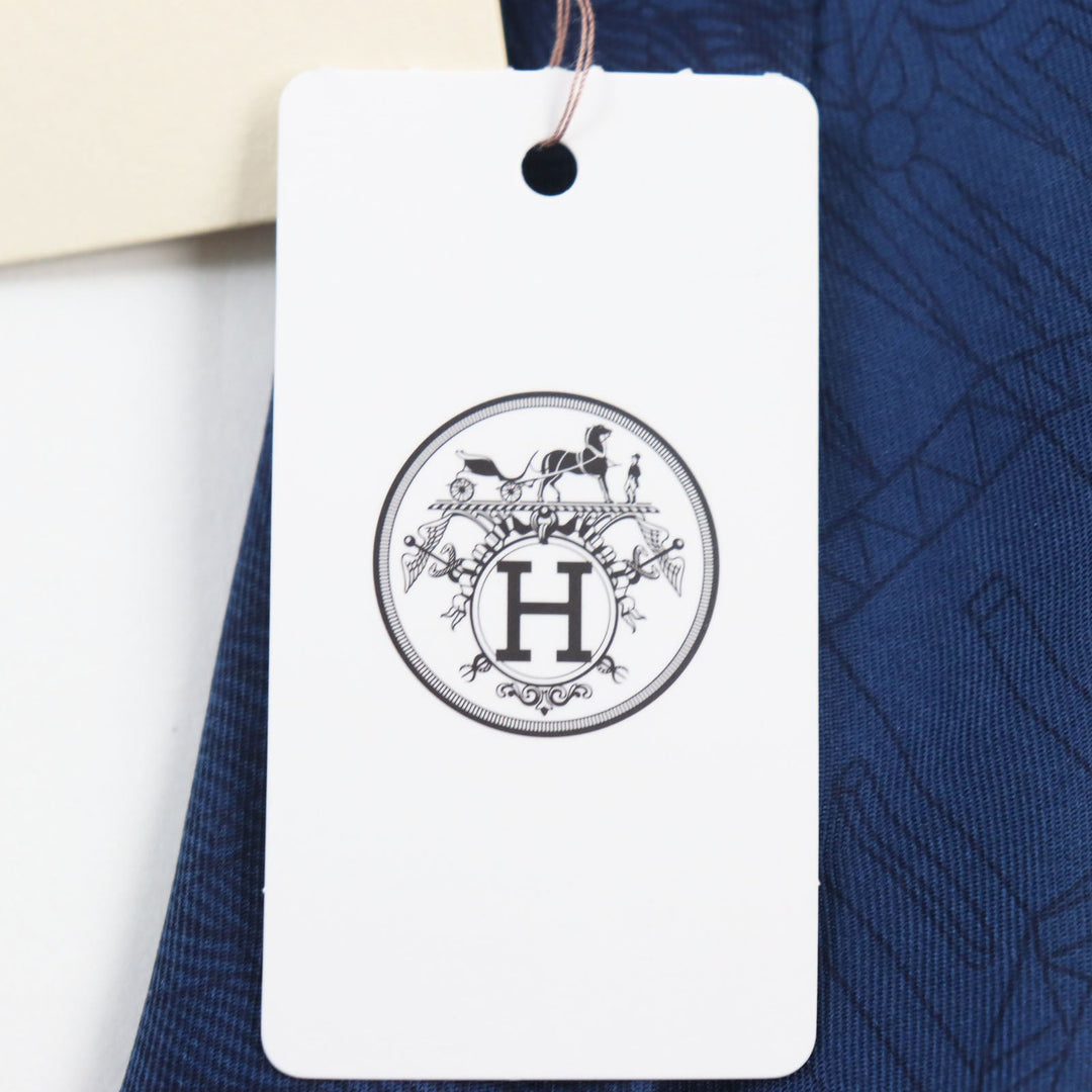 HERMES tie Main: 100% silk blue mens Used Authentic