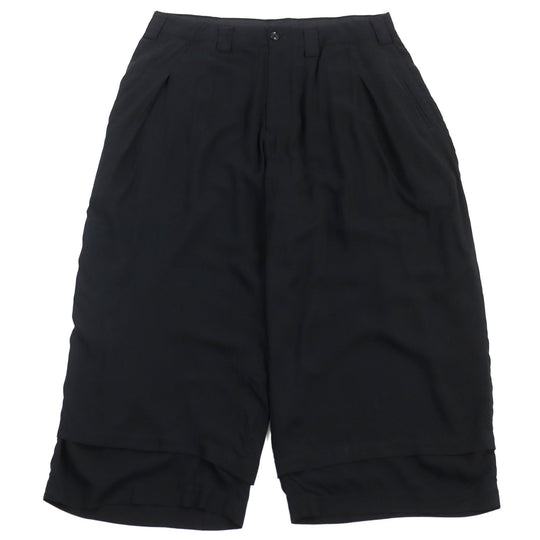 Yohji Yamamoto POUR HOMME Wide pants HW-P72-204 Main: 100% rayon black Rayon Loan 2 Tuck Layered Pants Rayon tuck layered pants mens 5 Used Authentic