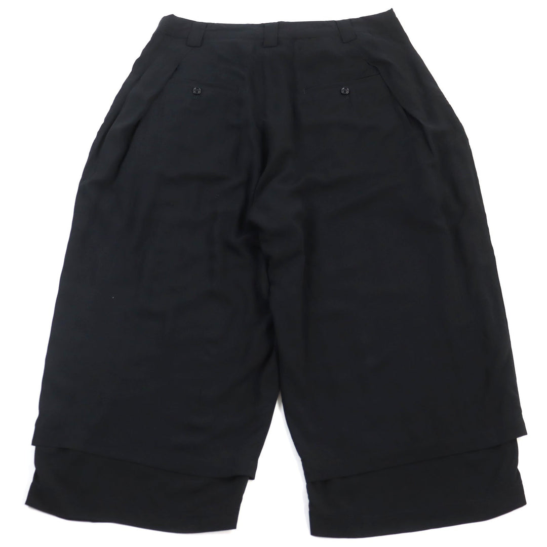 Yohji Yamamoto POUR HOMME Wide pants HW-P72-204 Main: 100% rayon black Rayon Loan 2 Tuck Layered Pants Rayon tuck layered pants mens 5 Used Authentic