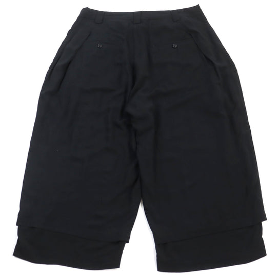 Yohji Yamamoto POUR HOMME Wide pants HW-P72-204 Main: 100% rayon black Rayon Loan 2 Tuck Layered Pants Rayon tuck layered pants mens 5 Used Authentic