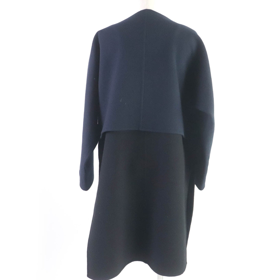 HERMES coat 2H0114DB Main: 100% cashmere, part: lamb leather Black navy Women 36 Used Authentic