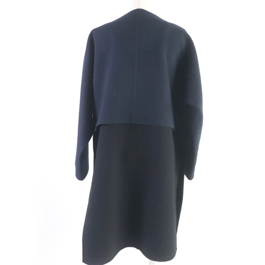 HERMES coat 2H0114DB Main: 100% cashmere, part: lamb leather Black navy Women 36 Used Authentic