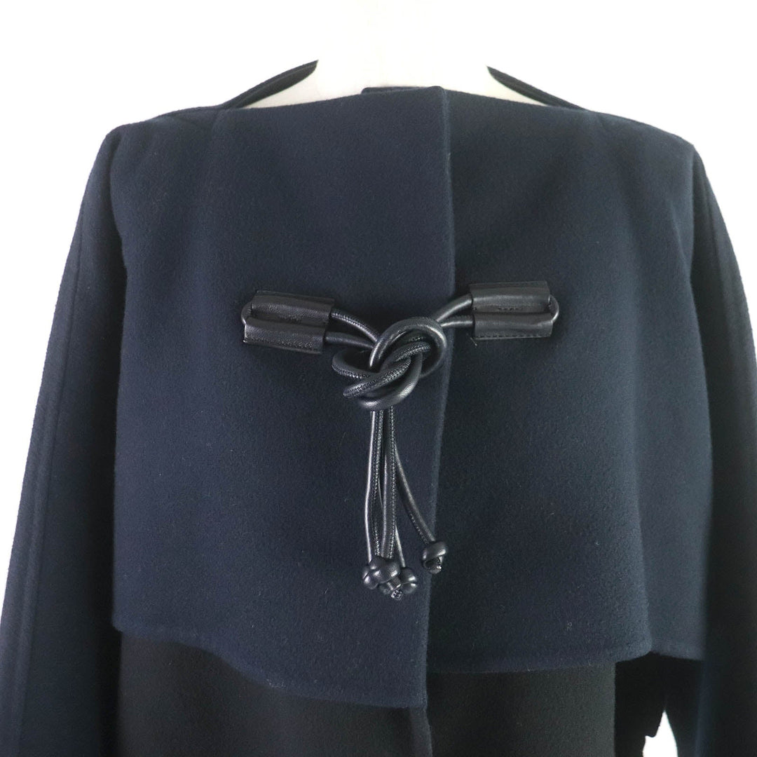 HERMES coat 2H0114DB Main: 100% cashmere, part: lamb leather Black navy Women 36 Used Authentic