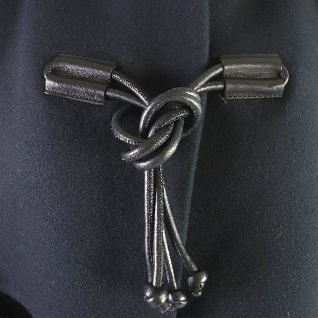 HERMES coat 2H0114DB Main: 100% cashmere, part: lamb leather Black navy Women 36 Used Authentic