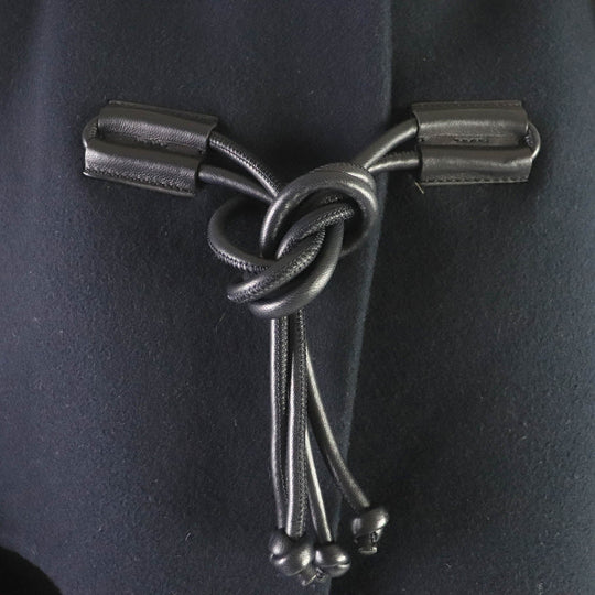 HERMES coat 2H0114DB Main: 100% cashmere, part: lamb leather Black navy Women 36 Used Authentic