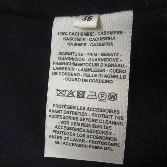 HERMES coat 2H0114DB Main: 100% cashmere, part: lamb leather Black navy Women 36 Used Authentic