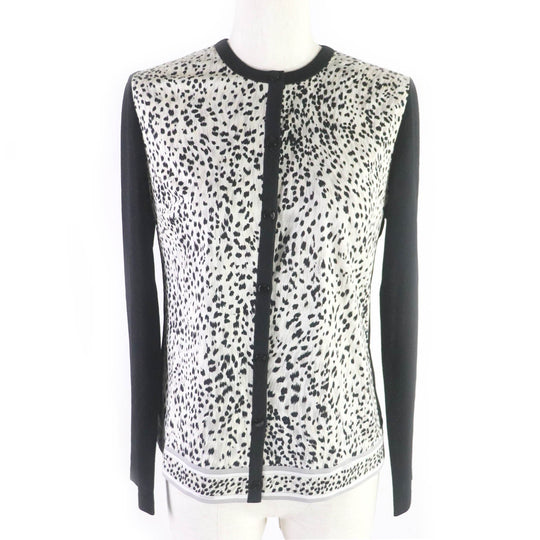 LEONARD FASHION cardigan 0177212 Main: 55% rayon, Main: 45% polyester, Part: 65% acetate, Part: 35% polyester Black Ivory Women 38 Used Authentic