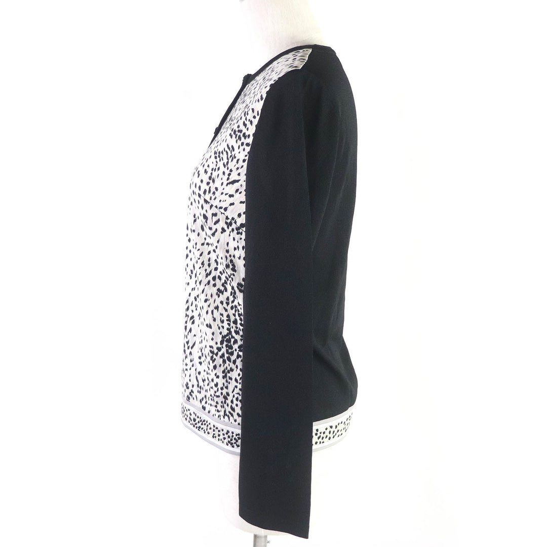 LEONARD FASHION cardigan 0177212 Main: 55% rayon, Main: 45% polyester, Part: 65% acetate, Part: 35% polyester Black Ivory Women 38 Used Authentic