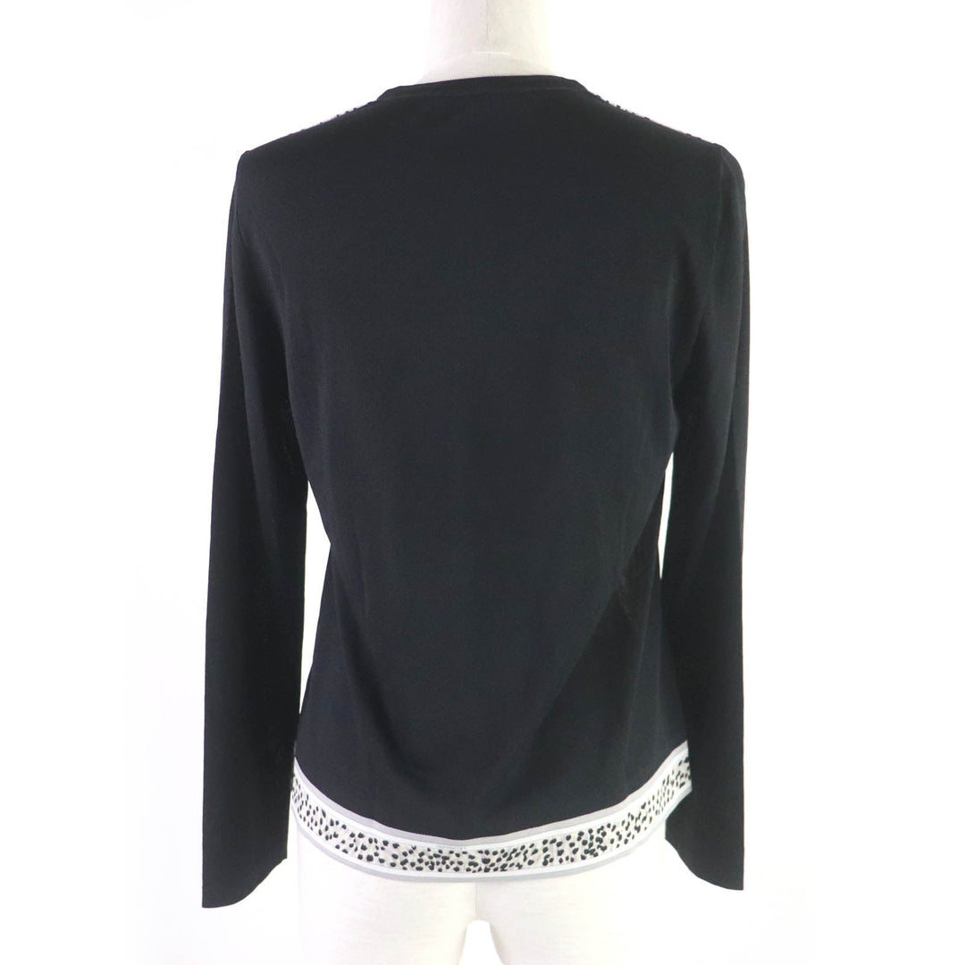 LEONARD FASHION cardigan 0177212 Main: 55% rayon, Main: 45% polyester, Part: 65% acetate, Part: 35% polyester Black Ivory Women 38 Used Authentic