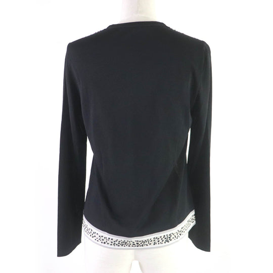 LEONARD FASHION cardigan 0177212 Main: 55% rayon, Main: 45% polyester, Part: 65% acetate, Part: 35% polyester Black Ivory Women 38 Used Authentic