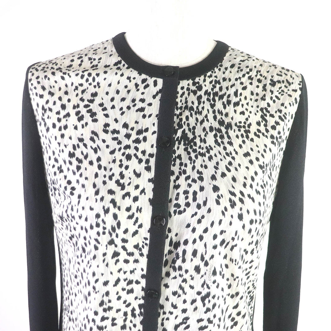 LEONARD FASHION cardigan 0177212 Main: 55% rayon, Main: 45% polyester, Part: 65% acetate, Part: 35% polyester Black Ivory Women 38 Used Authentic